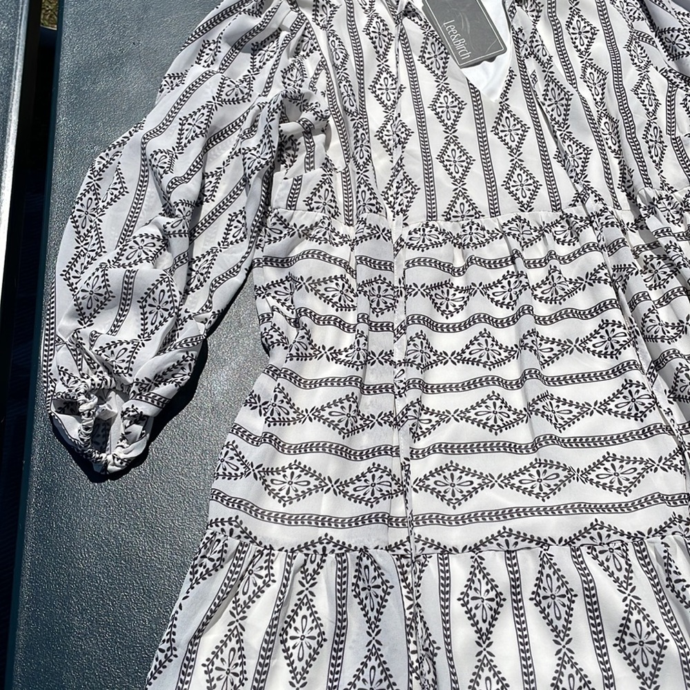 NWT FLYING TOMATO geo peasant dress S Ivory - Picture 9 of 12